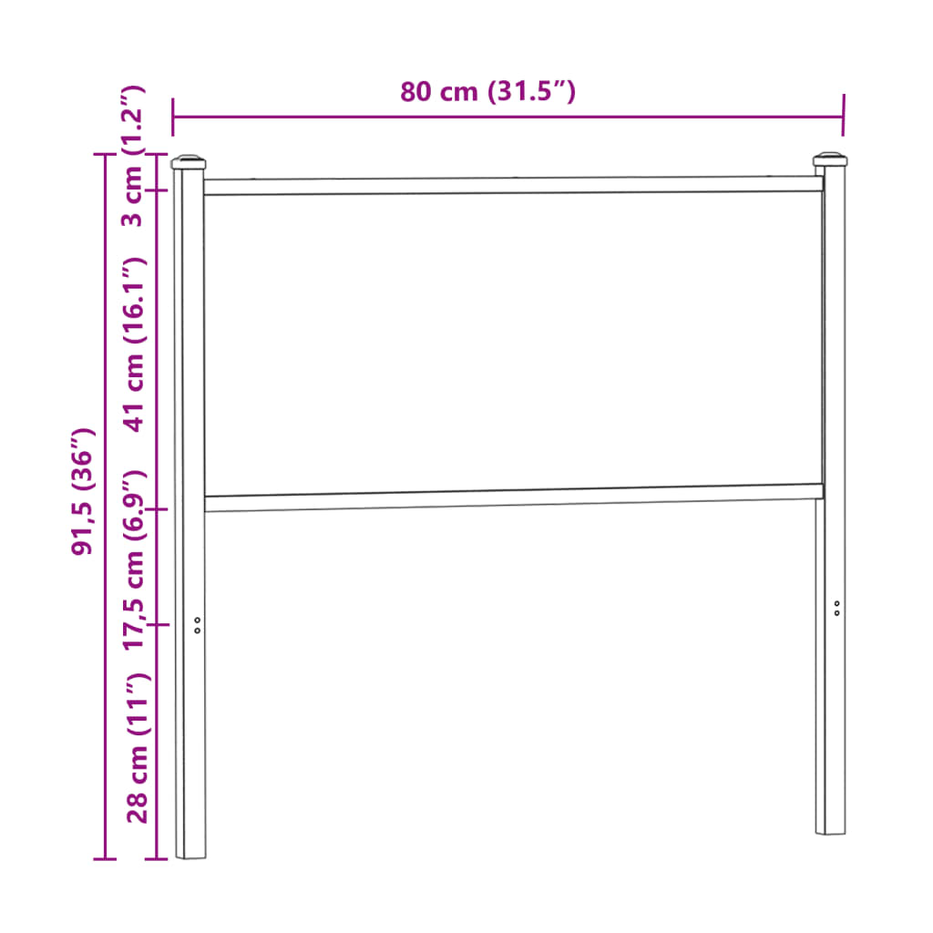 vidaXL Kopfteil Räuchereiche 75 cm Holzwerkstoff und Stahl