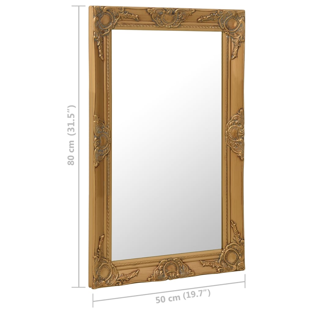 vidaXL Wandspiegel im Barock-Stil 50 x 80 cm Golden