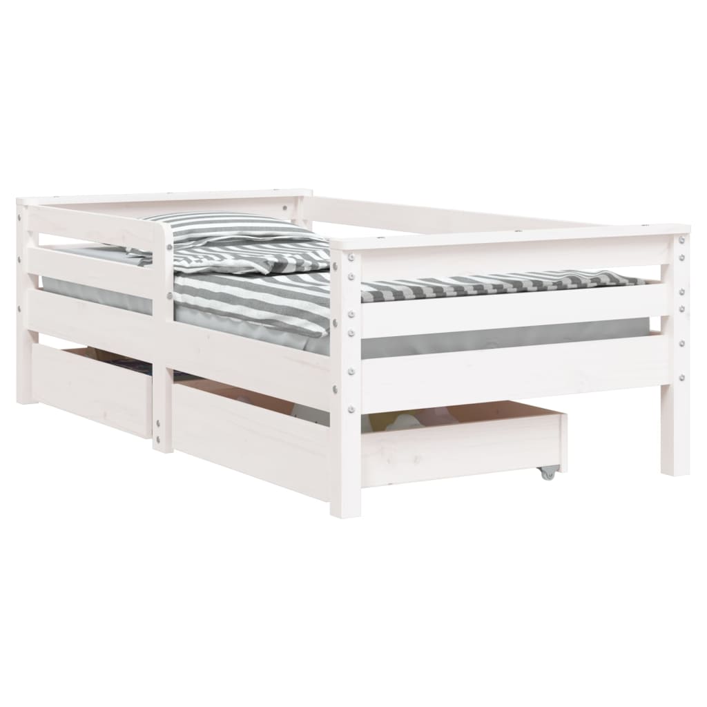 vidaXL Kinderbett mit Schubladen Weiß 70x140 cm Massivholz Kiefer im ...