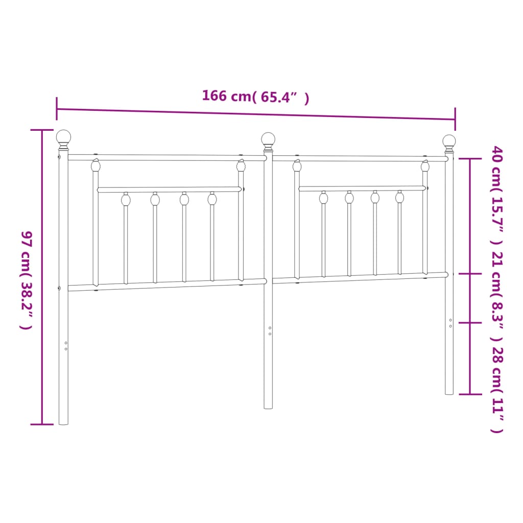 vidaXL Kopfteil Metall Schwarz 160 cm