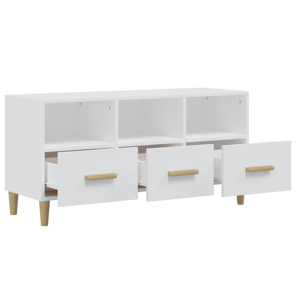 vidaXL TV-Schrank Hochglanz-Weiß 102x36x50 cm Holzwerkstoff