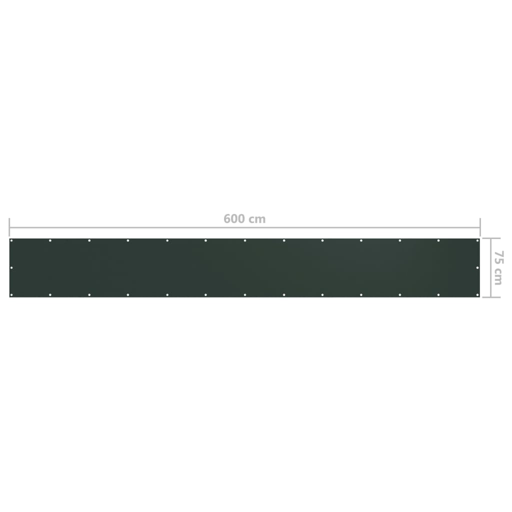 vidaXL Balkon-Sichtschutz Dunkelgrün 75x600 cm Oxford-Gewebe