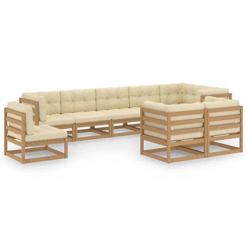 vidaXL 9-tlg. Garten-Lounge-Set mit Kissen Massivholz Kiefer