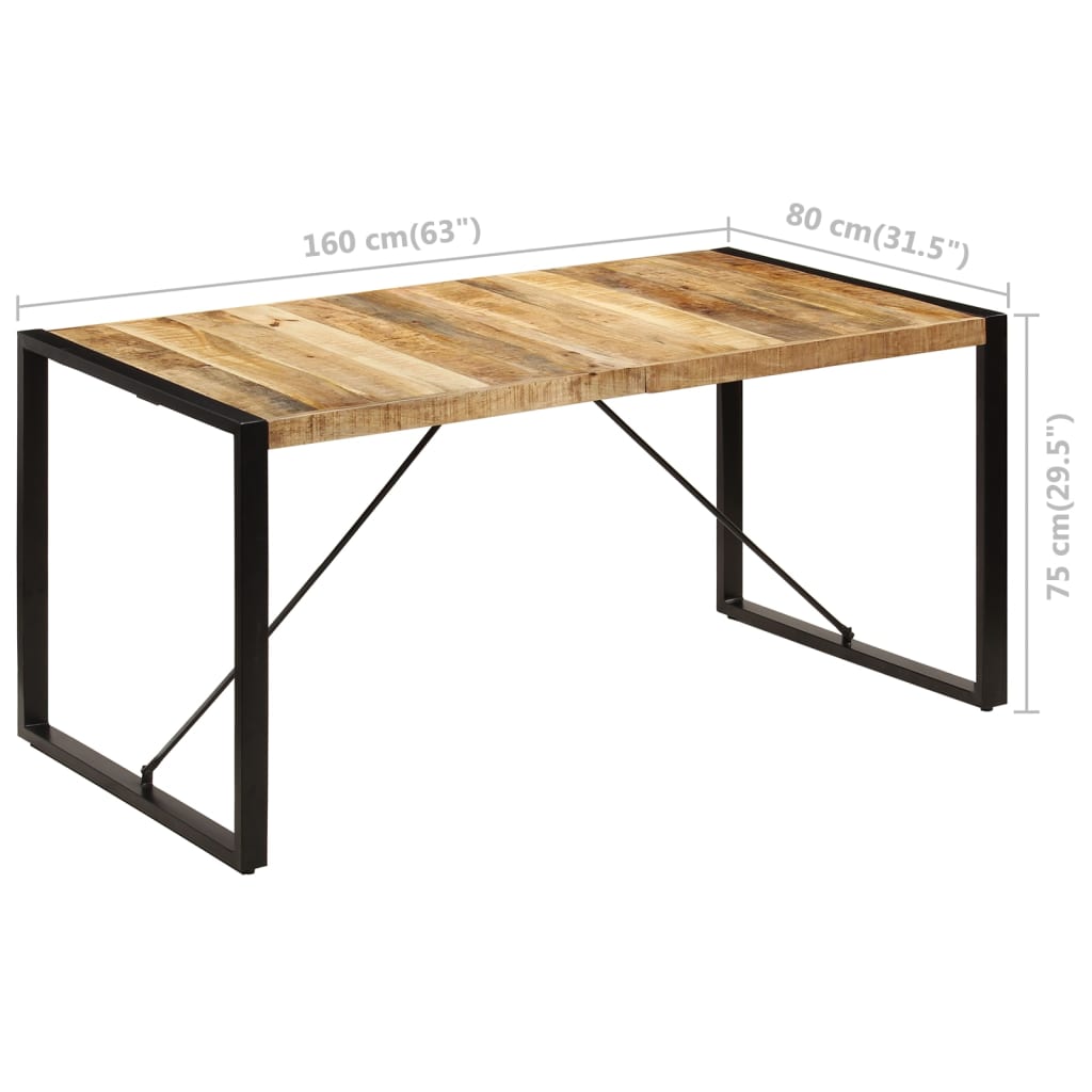 vidaXL Esstisch 160x80x75 cm Massivholz Mango