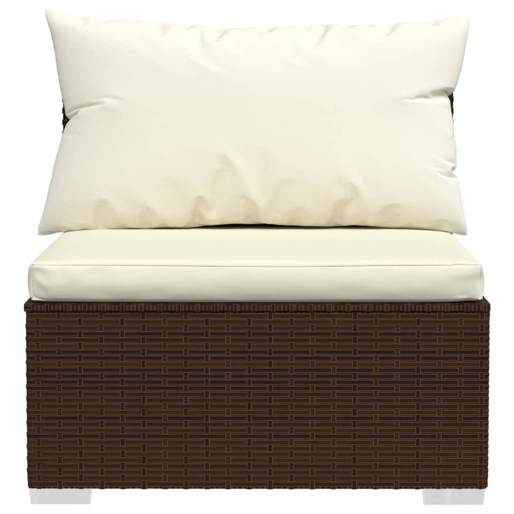 vidaXL 11-tlg. Garten-Lounge-Set mit Kissen Braun Poly Rattan