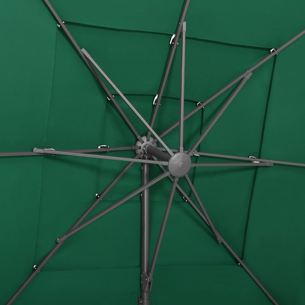 vidaXL Sonnenschirm mit Aluminium-Mast 4-lagig Grün 250x250 cm
