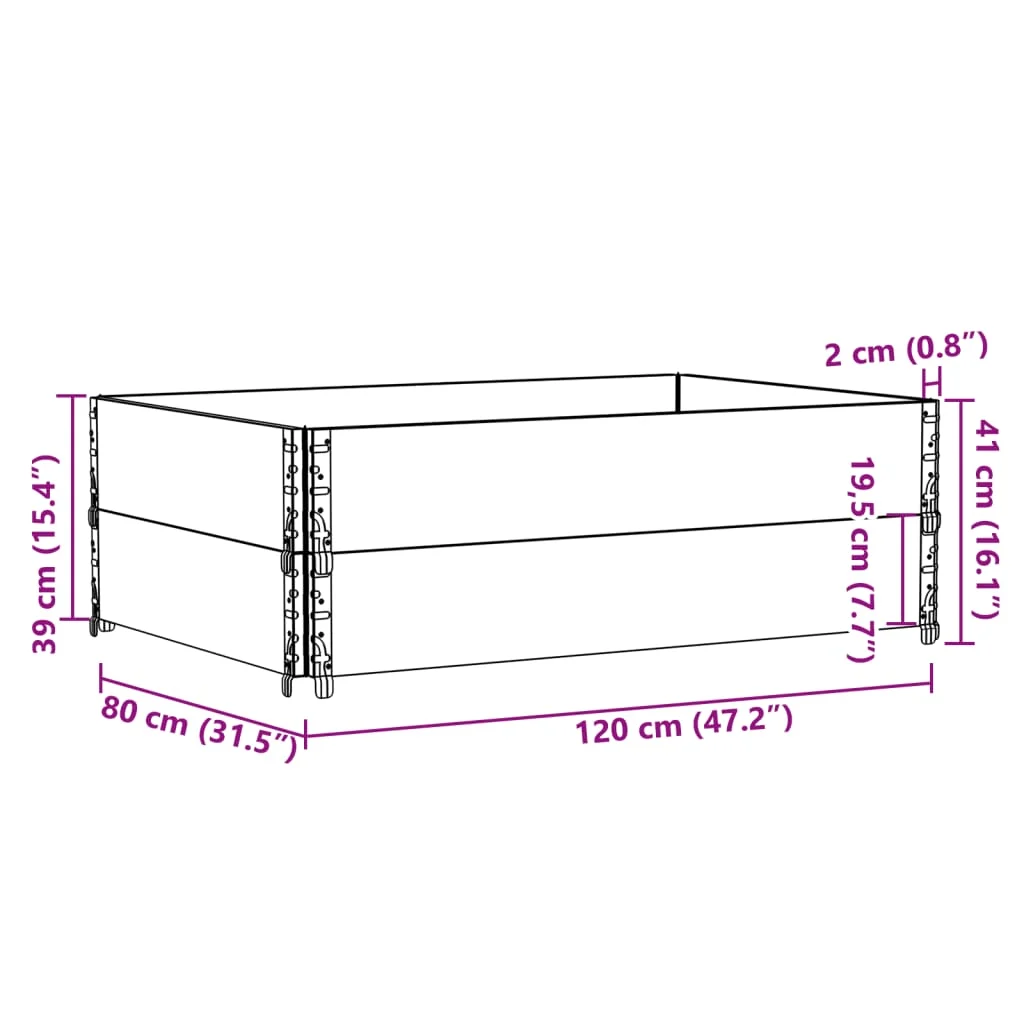 vidaXL Paletten-Aufsatzrahmen 2 Stk. 120x80 cm Massivholz Kiefer