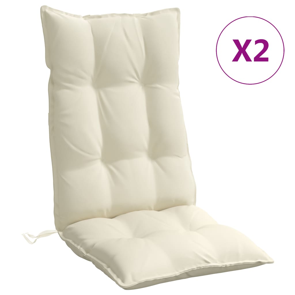 vidaXL Hochlehner-Auflagen 2 Stk. Creme Oxford-Gewebe