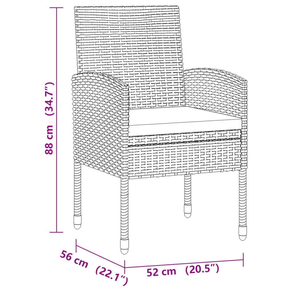 vidaXL 3-tlg. Garten-Essgruppe Poly Rattan Grau