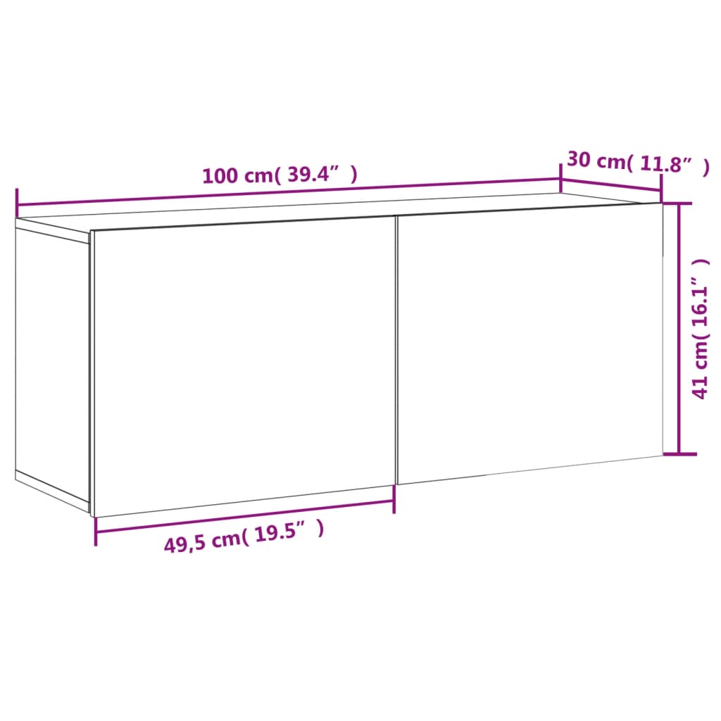 vidaXL TV-Wandschrank Betongrau 100x30x41 cm