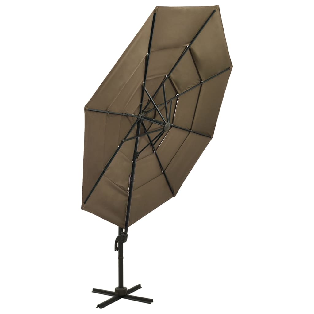 vidaXL Sonnenschirm mit Aluminium-Mast 4-lagig Taupe 3x3 m