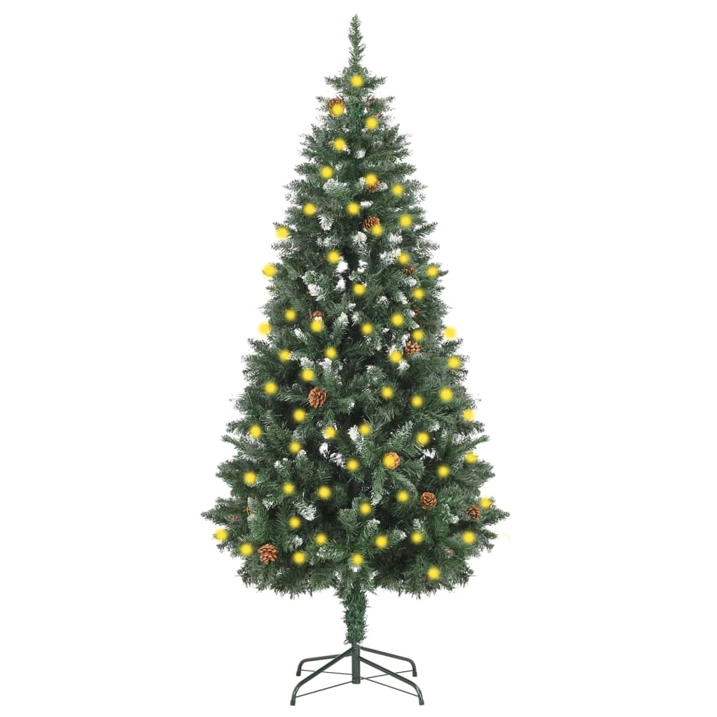 vidaXL Weihnachtsbaum Gefrostet mit Beleuchtung & Zapfen 180 cm