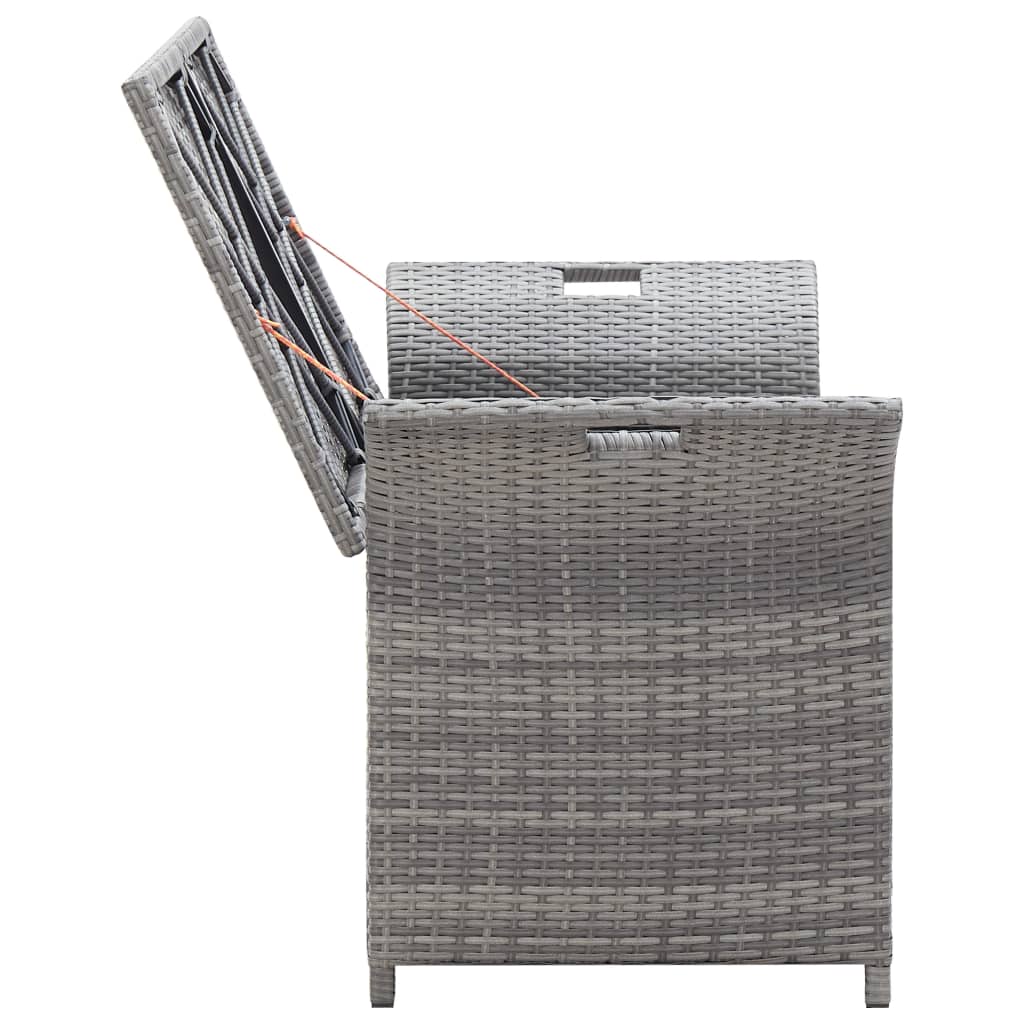 vidaXL Sitzbank mit Stauraum und Kissen Grau 138 cm Poly Rattan