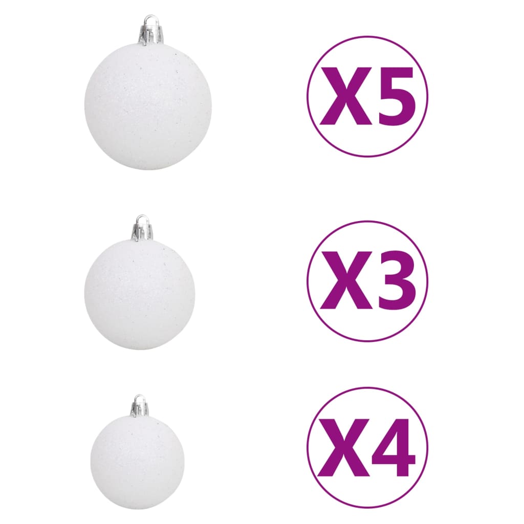 vidaXL Künstlicher Halb-Weihnachtsbaum Beleuchtung Kugeln Weiß 120 cm
