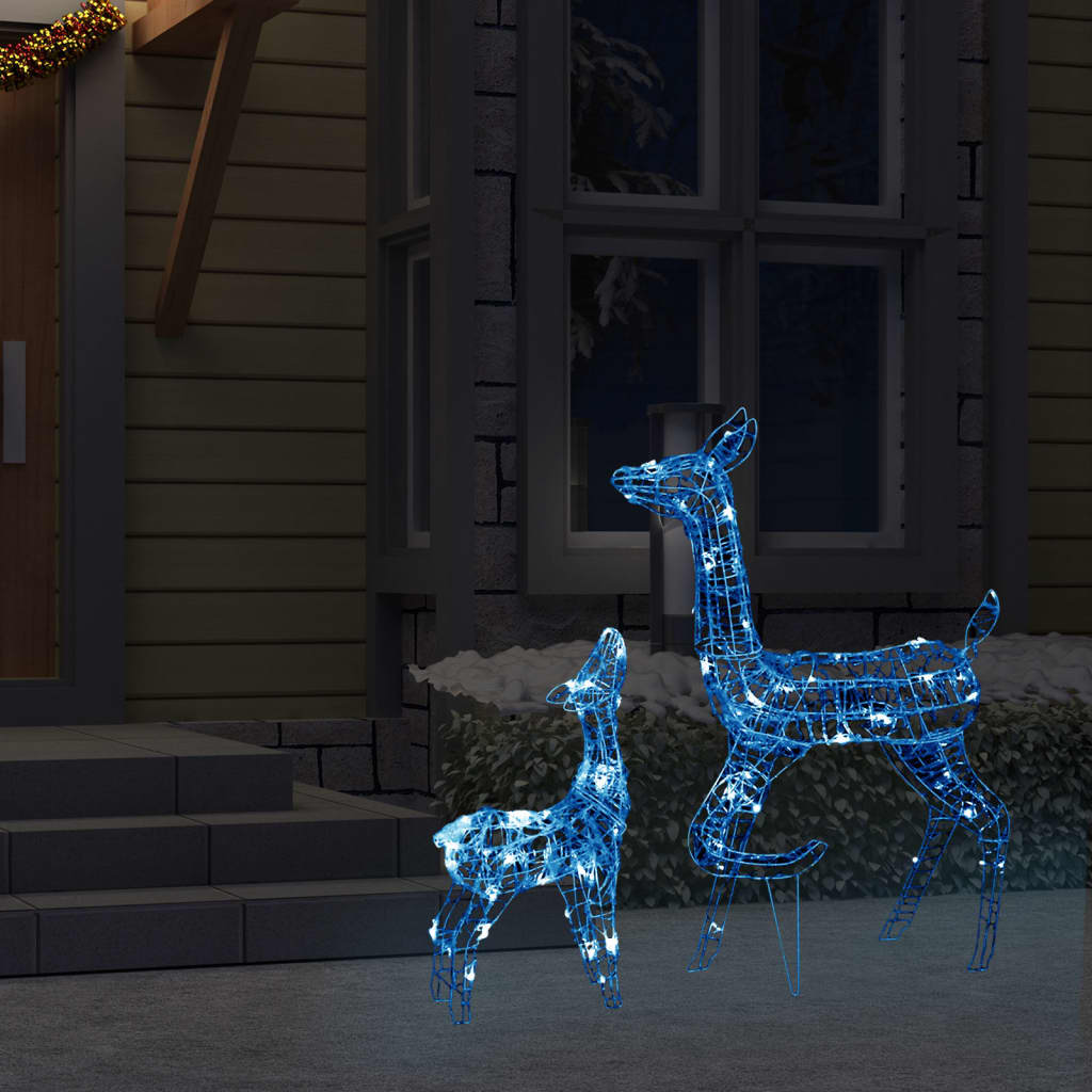 vidaXL LED-Rentier-Familie Weihnachtsdeko Acryl 160 LED Blau