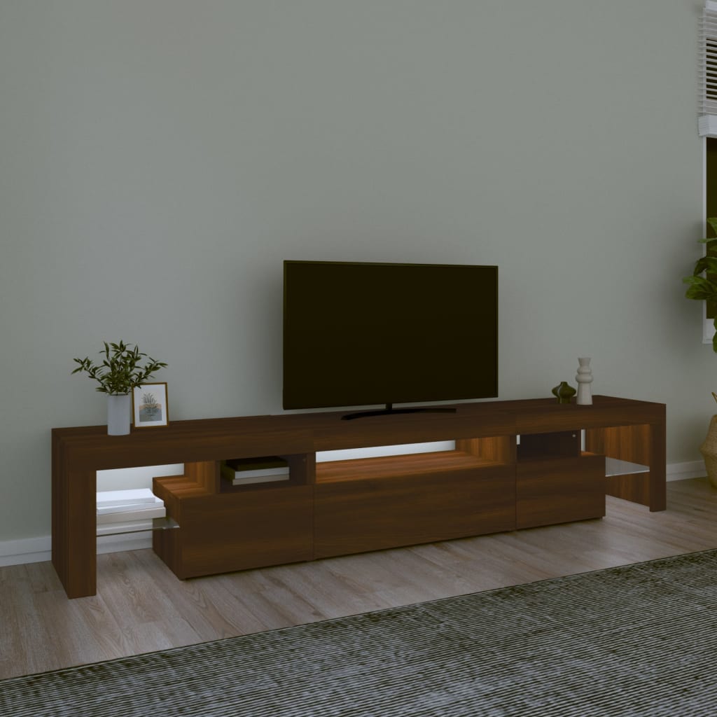 vidaXL TV-Schrank mit LED-Leuchten Braun Eichen-Optik 215x36,5x40 cm