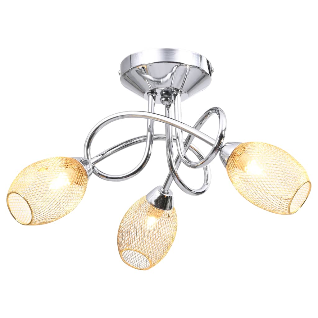 vidaXL Deckenleuchte mit Vergoldeten Lampenschirmen für 3 G9 Birnen