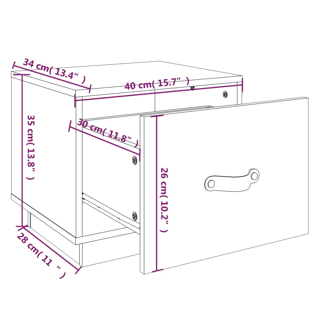 vidaXL Nachttische 2 Stk. 40x34x35 cm Massivholz Kiefer