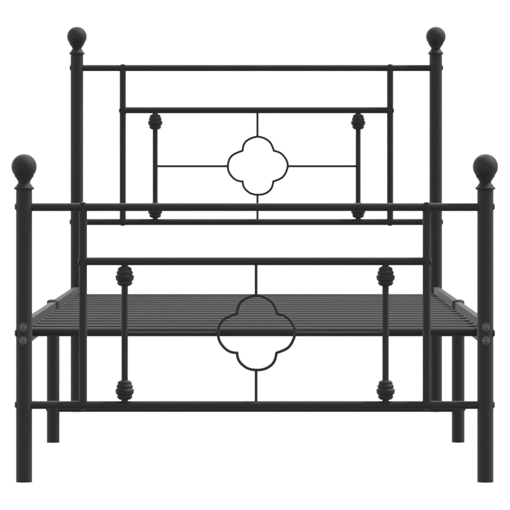 vidaXL Bettgestell mit Kopf- und Fußteil Metall Schwarz 90x200 cm