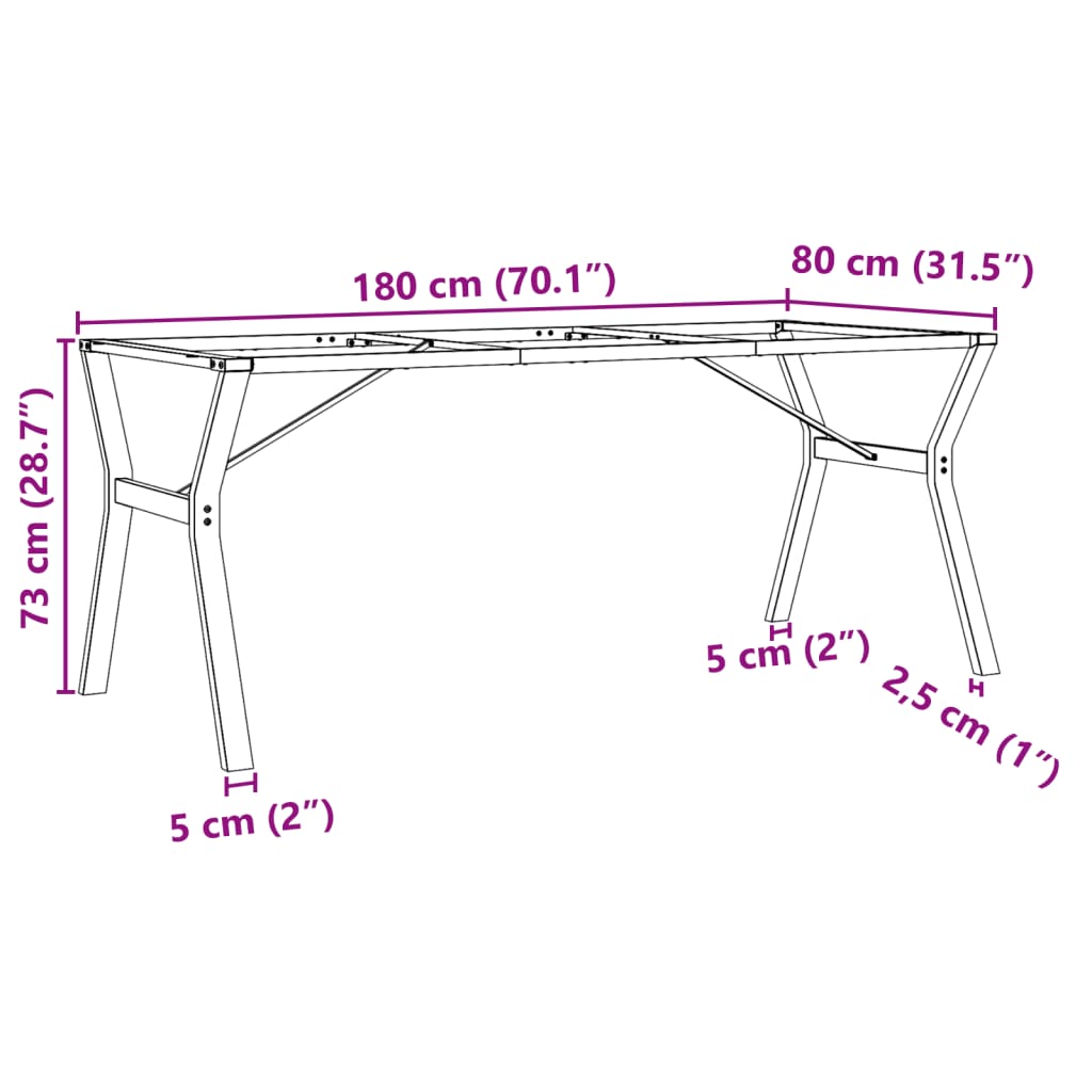 vidaXL Esstisch-Gestell in Y-Form 180x80x73 cm Gusseisen