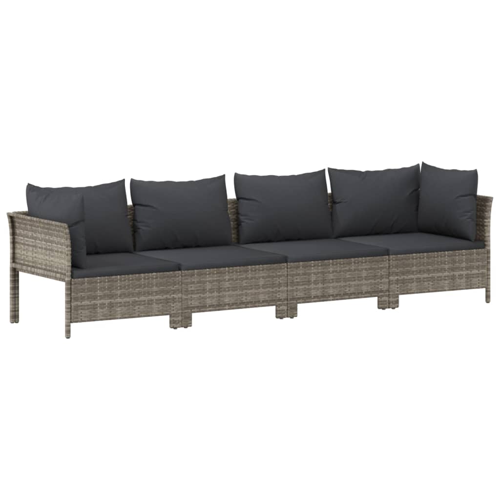 vidaXL 9-tlg. Garten-Lounge-Set mit Kissen Grau Poly Rattan