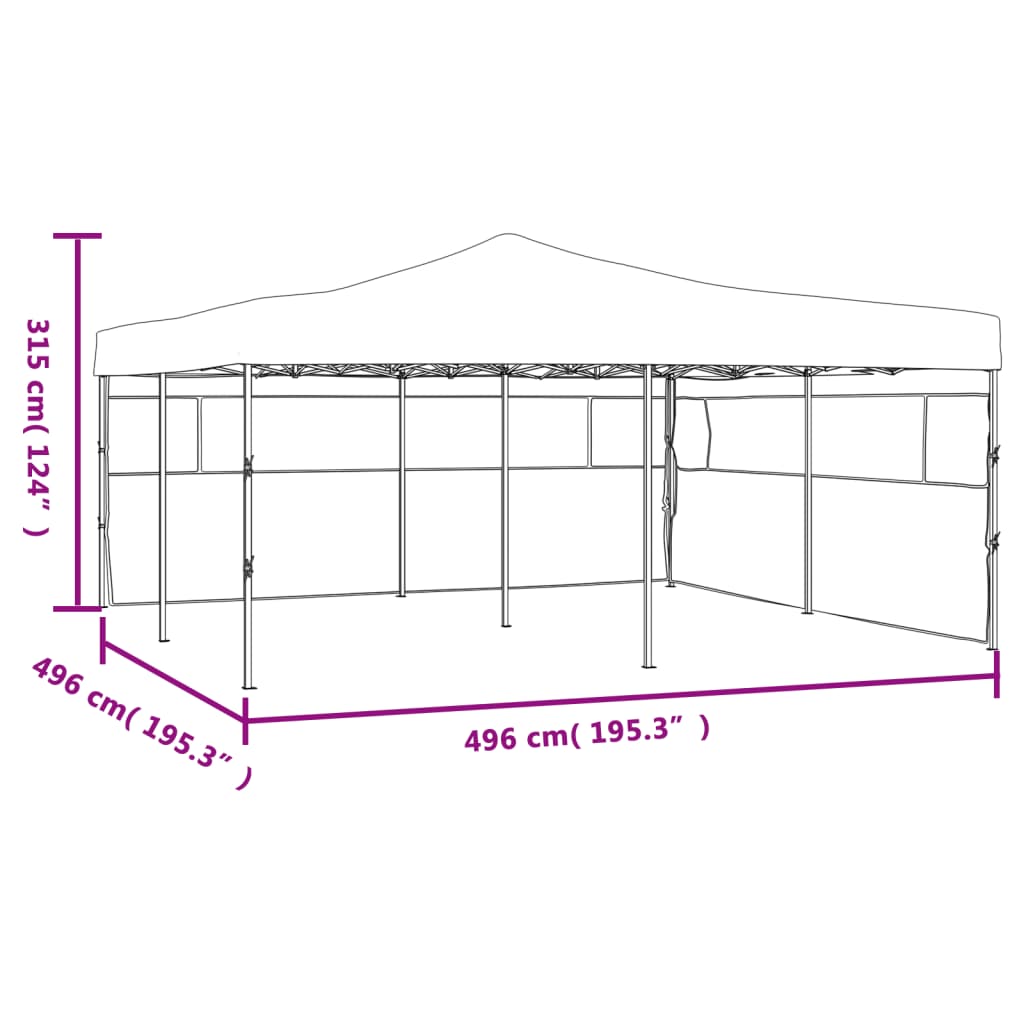 vidaXL Faltpavillon mit 2 Seitenwänden 5x5 m Weiß