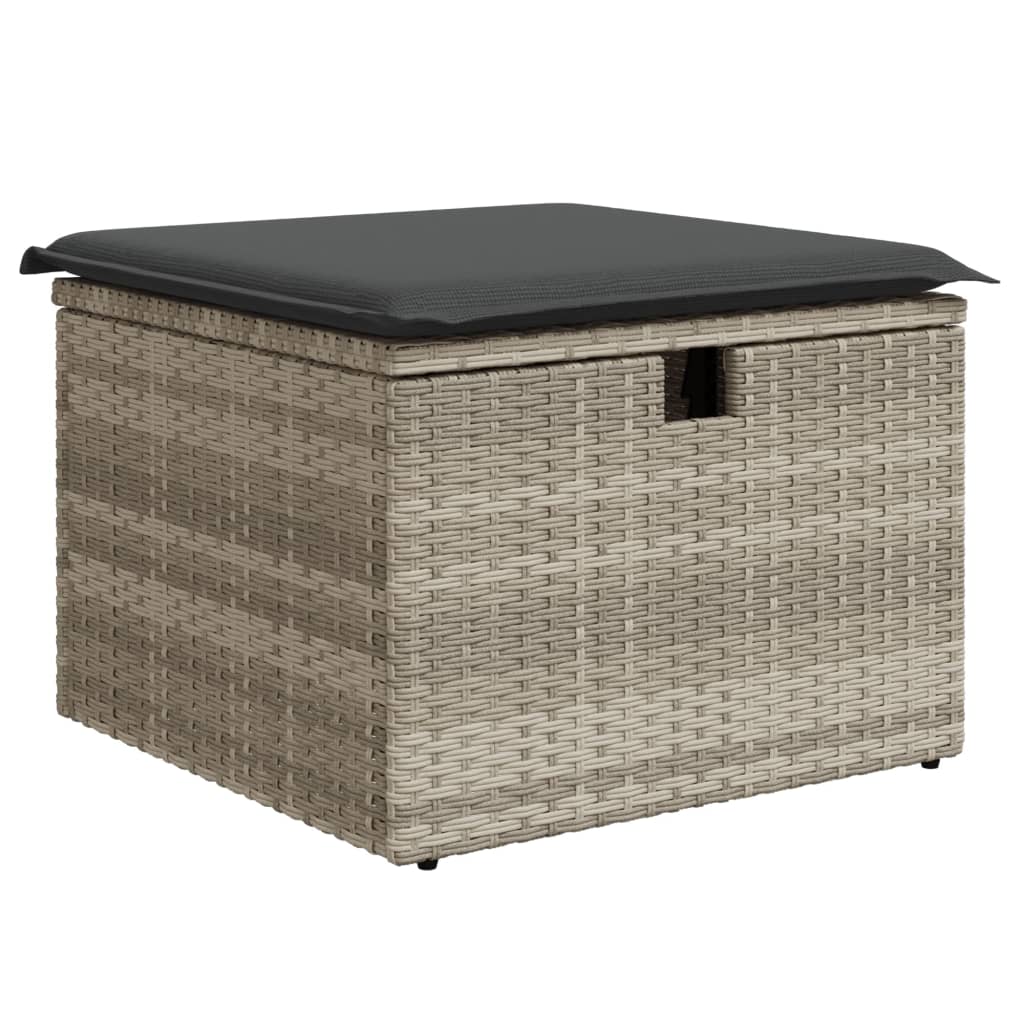 vidaXL 6-tlg. Garten-Sofagarnitur mit Kissen Hellgrau Poly Rattan