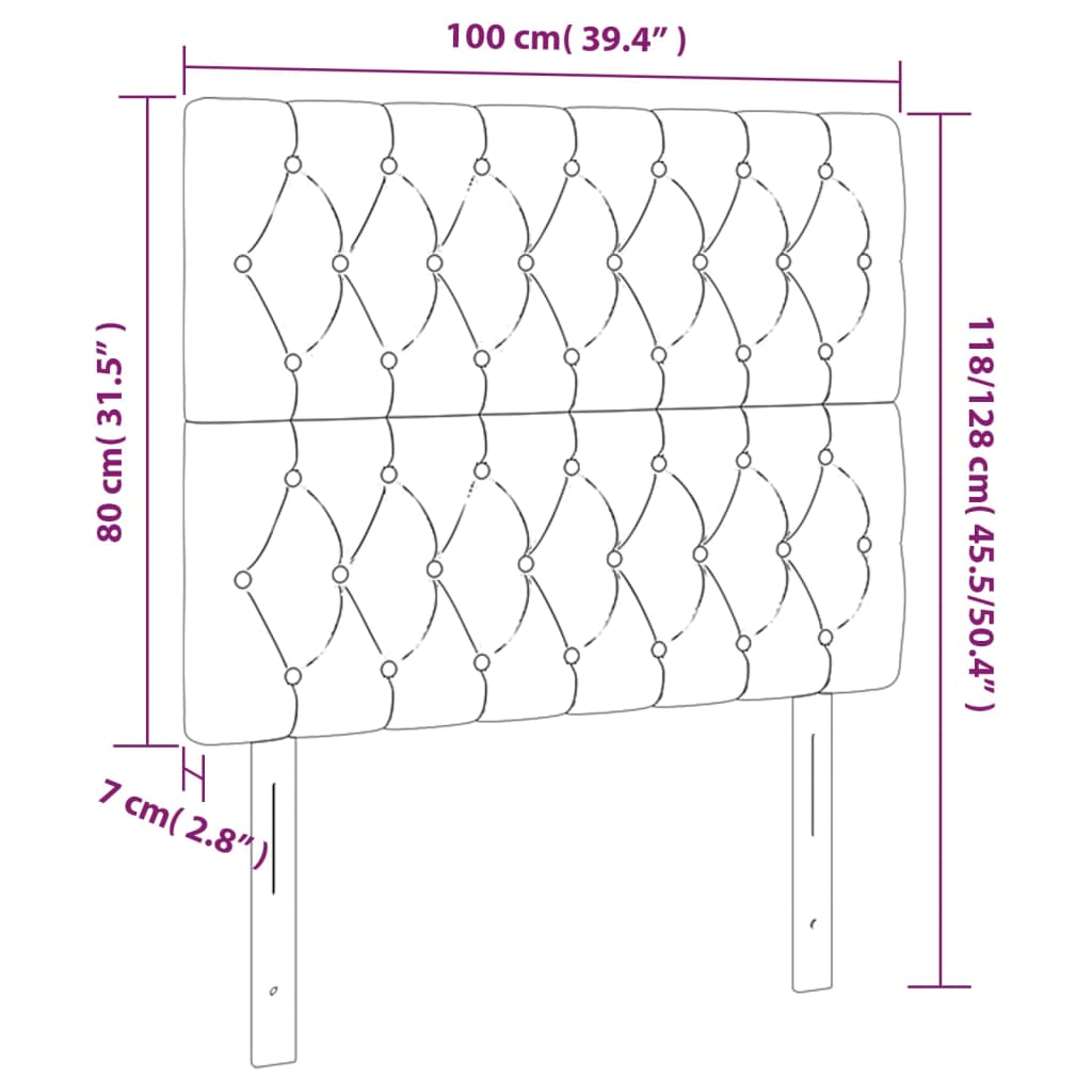 vidaXL Kopfteile 2 Stk. Hellgrau 100x7x78/88 cm Samt