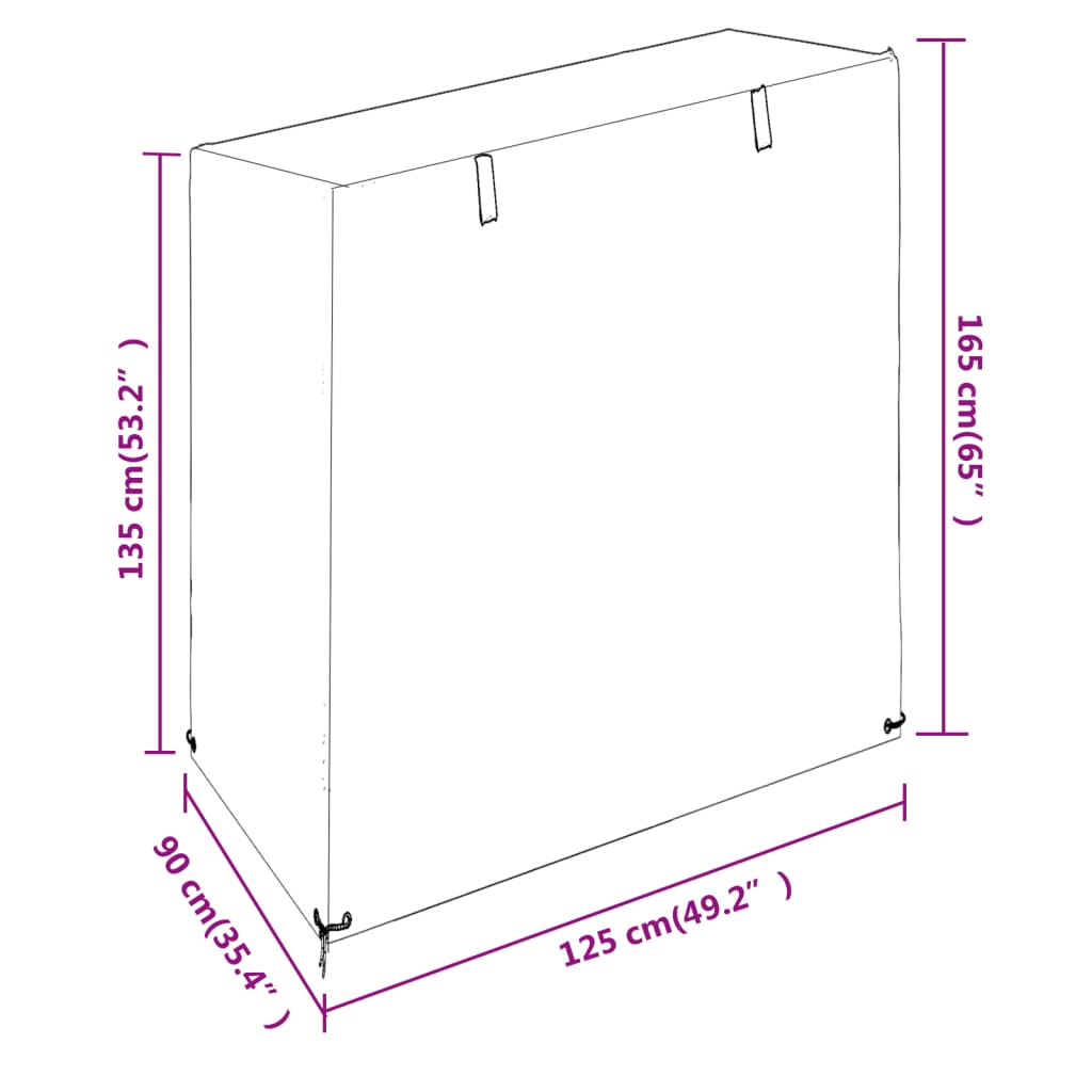 vidaXL Abdeckung für Schaukelbank 8 Ösen 125x90x135/165 cm Polyethylen