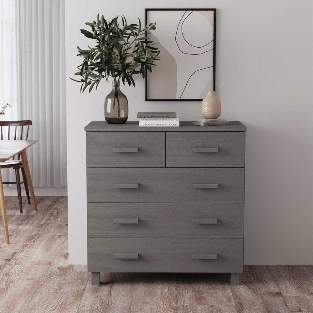 vidaXL Sideboard HAMAR Hellgrau 79x40x80 cm Massivholz Kiefer