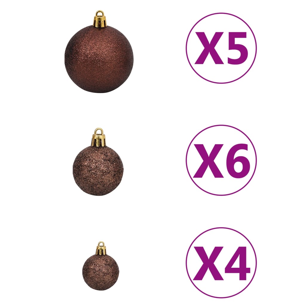 vidaXL Künstlicher Eck-Weihnachtsbaum LEDs & Kugeln Grün 210 cm PVC