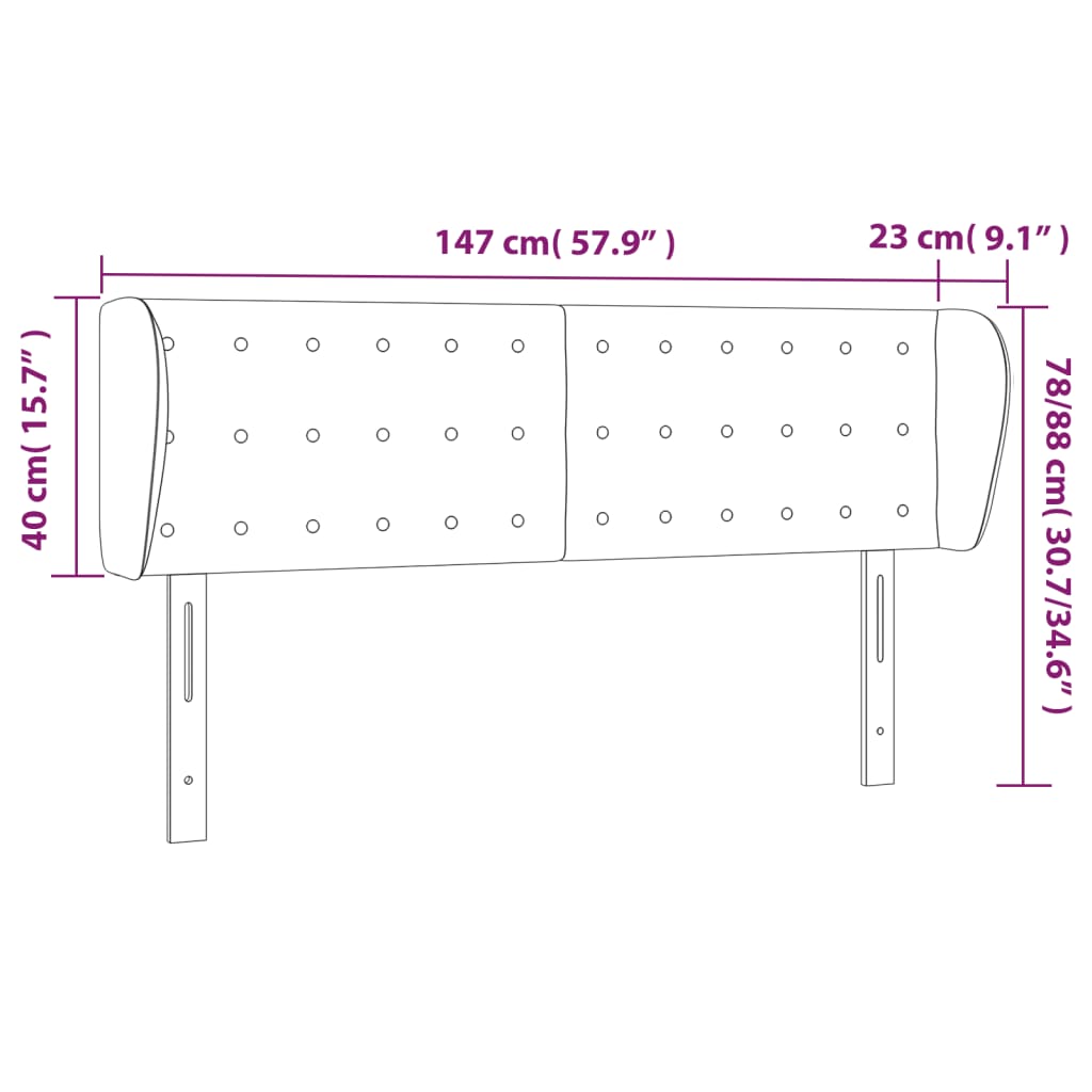 vidaXL Kopfteil mit Ohren Creme 147x23x78/88 cm Kunstleder