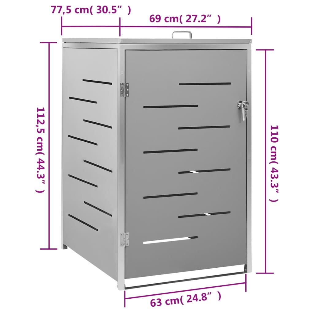 vidaXL Mülltonnenbox für 1 Tonne 69x77,5x112,5 cm Edelstahl