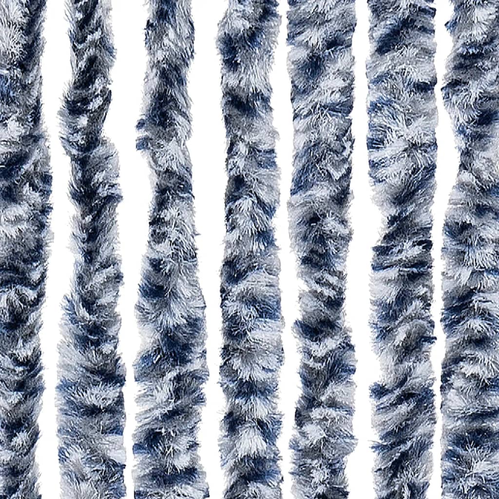 vidaXL Fliegenvorhang Blau und Weiß 100x230 cm Chenille