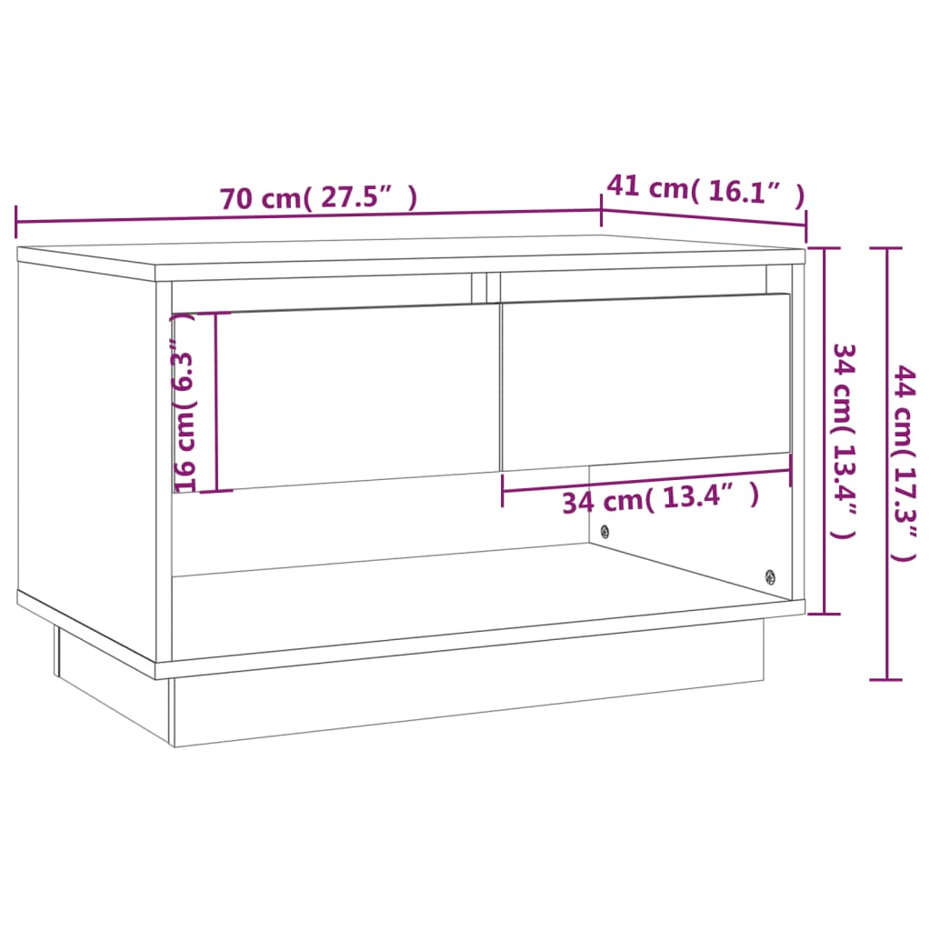 vidaXL TV-Schrank Schwarz 70x41x44 cm Holzwerkstoff