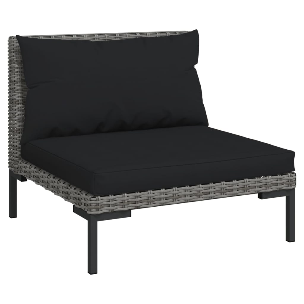 vidaXL 6-tlg. Garten-Lounge-Set mit Kissen Poly Rattan Dunkelgrau