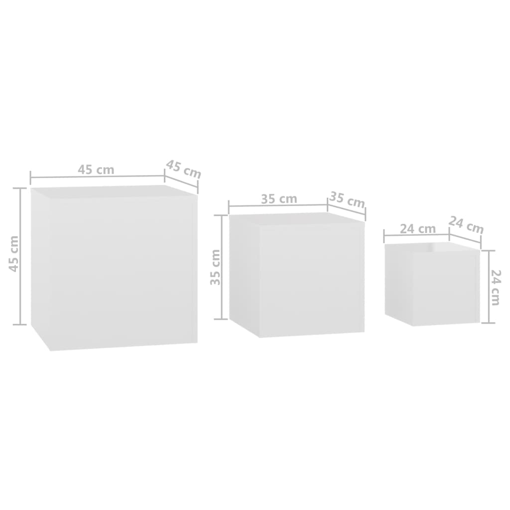 vidaXL Beistelltische 3-tlg. Hochglanz-Weiß Holzwerkstoff