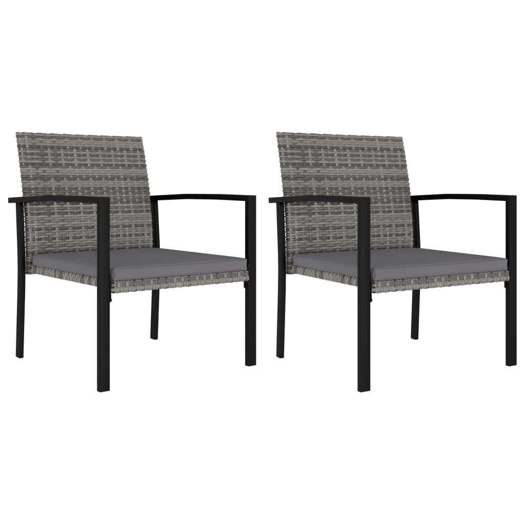 vidaXL Garten-Essstühle 2 Stk. Poly Rattan Grau