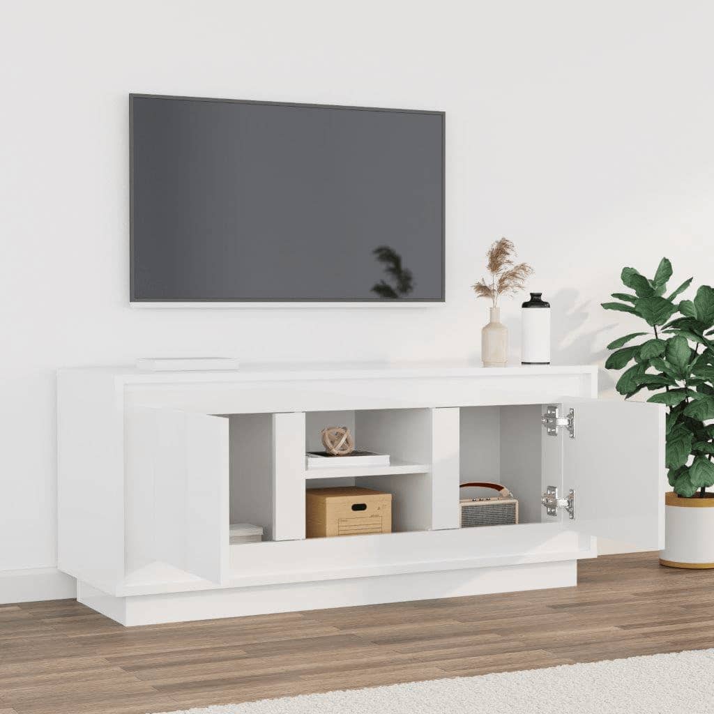 vidaXL TV-Schrank Hochglanz-Weiß 102x35x45 cm Holzwerkstoff