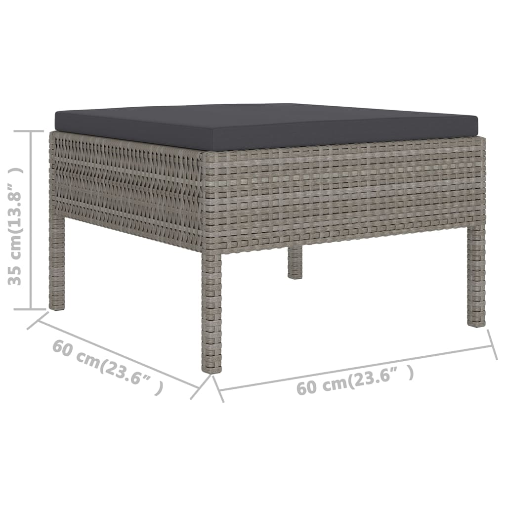 vidaXL 5-tlg. Garten-Lounge-Set mit Auflagen Poly Rattan Grau