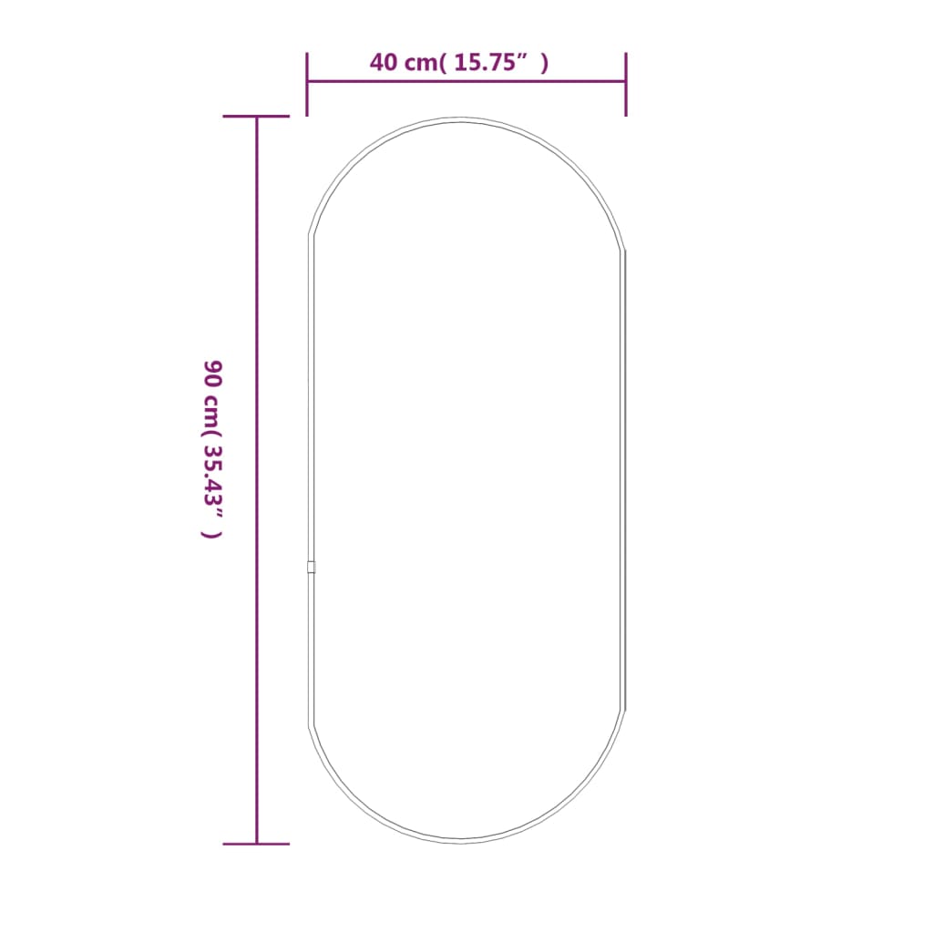 vidaXL Wandspiegel Schwarz 90x40 cm Oval