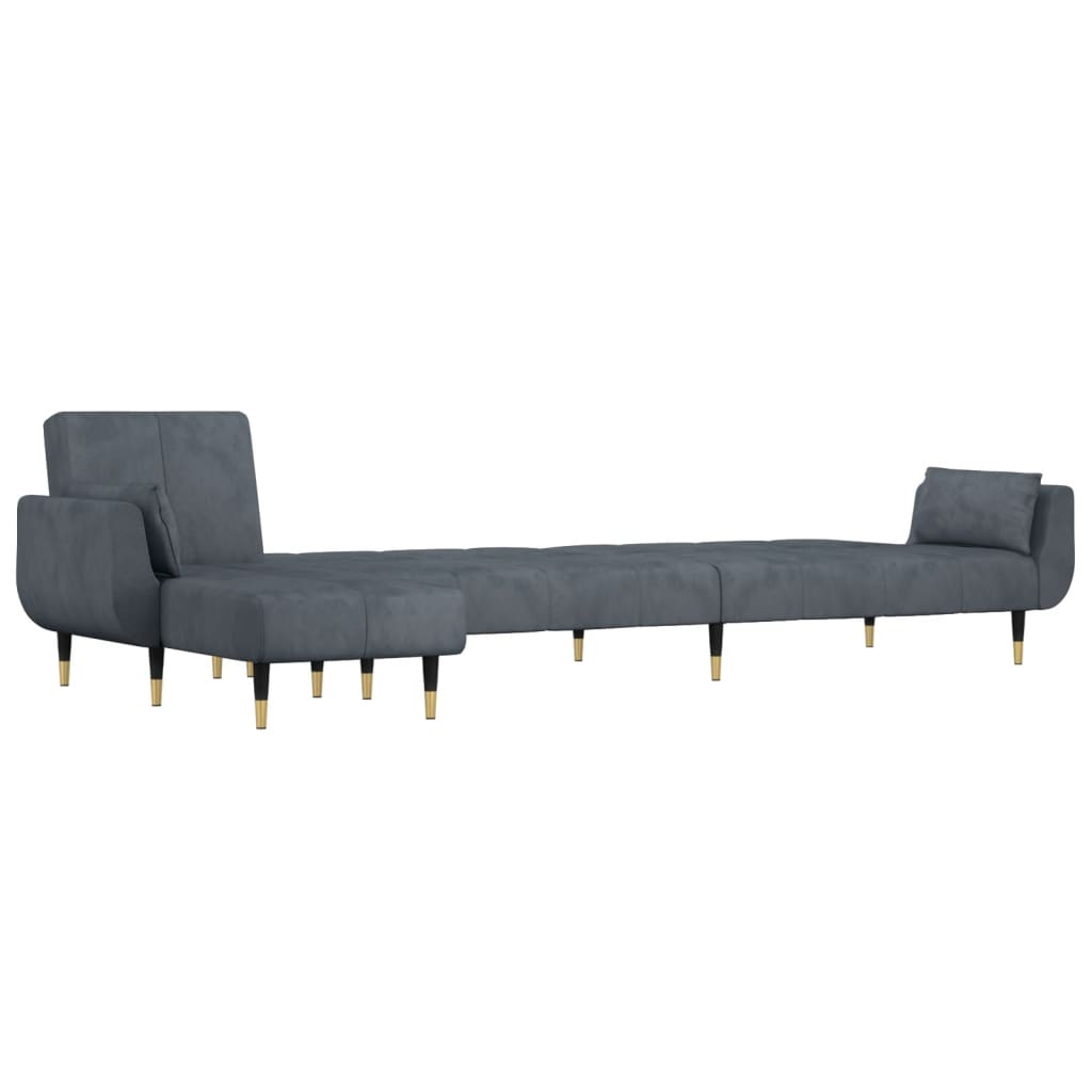 vidaXL Schlafsofa in L-Form Dunkelgrau 275x140x70 cm Samt