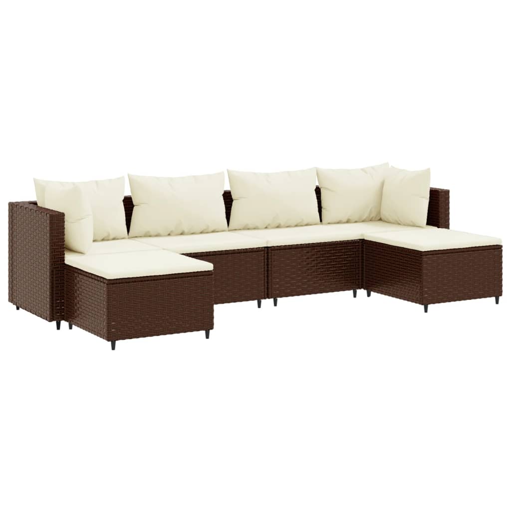 vidaXL 6-tlg. Garten-Lounge-Set mit Kissen Braun Poly Rattan