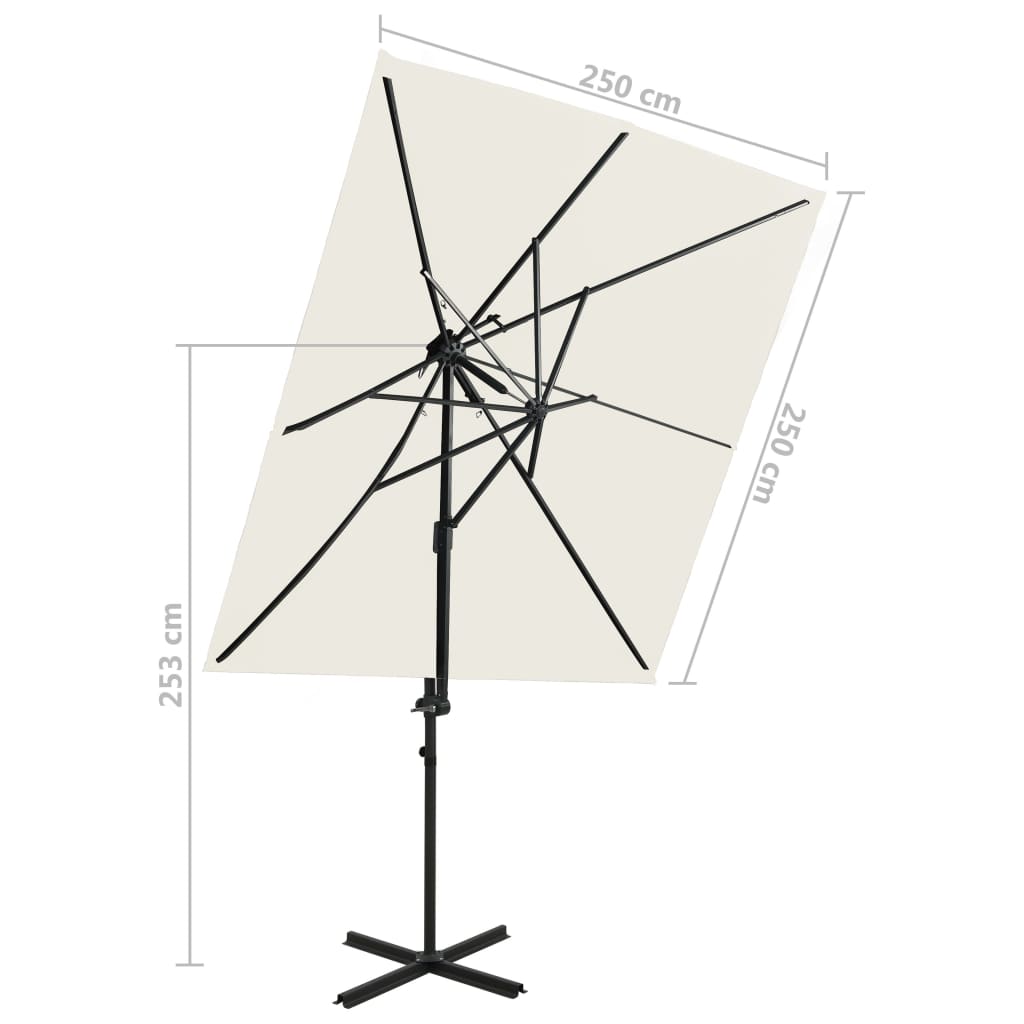 vidaXL Ampelschirm mit Lüftung 250x250 cm Sandweiß