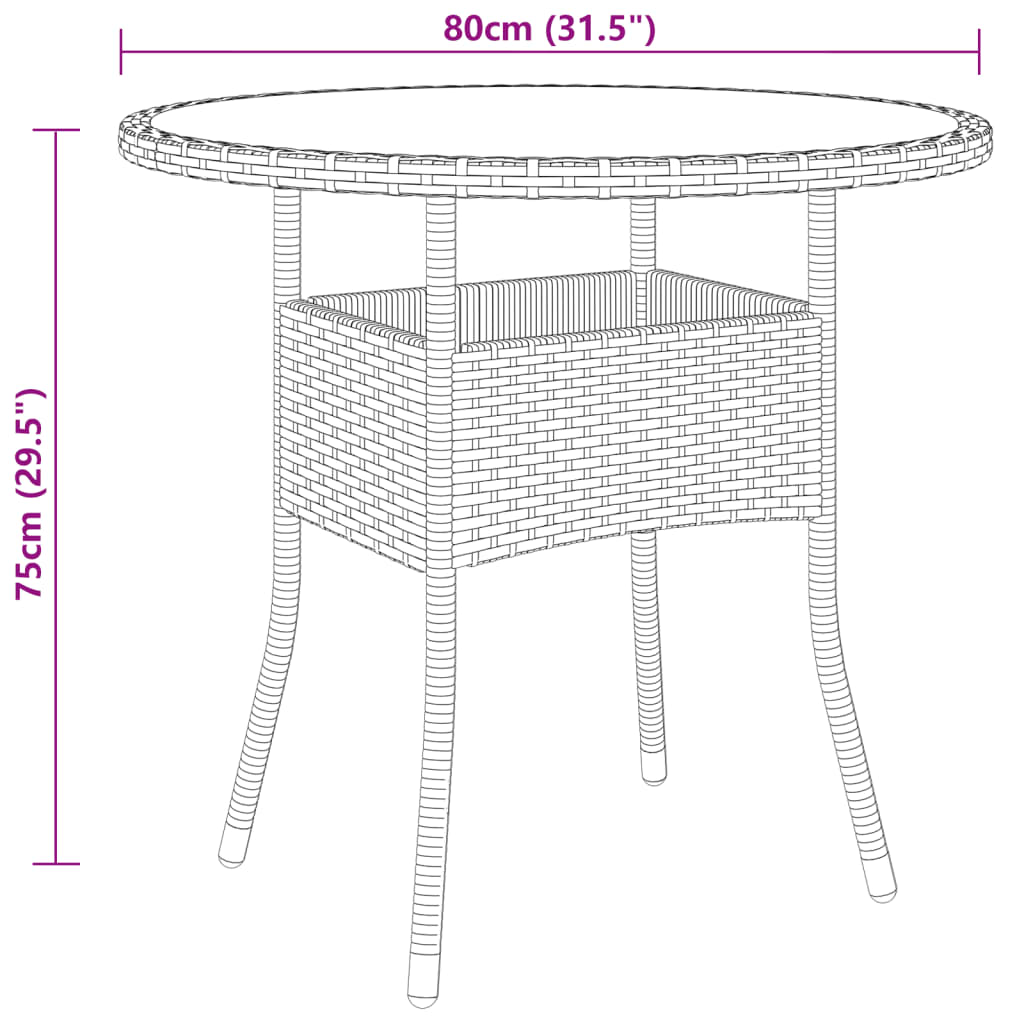 vidaXL 3-tlg. Garten-Essgruppe Poly Rattan Grau