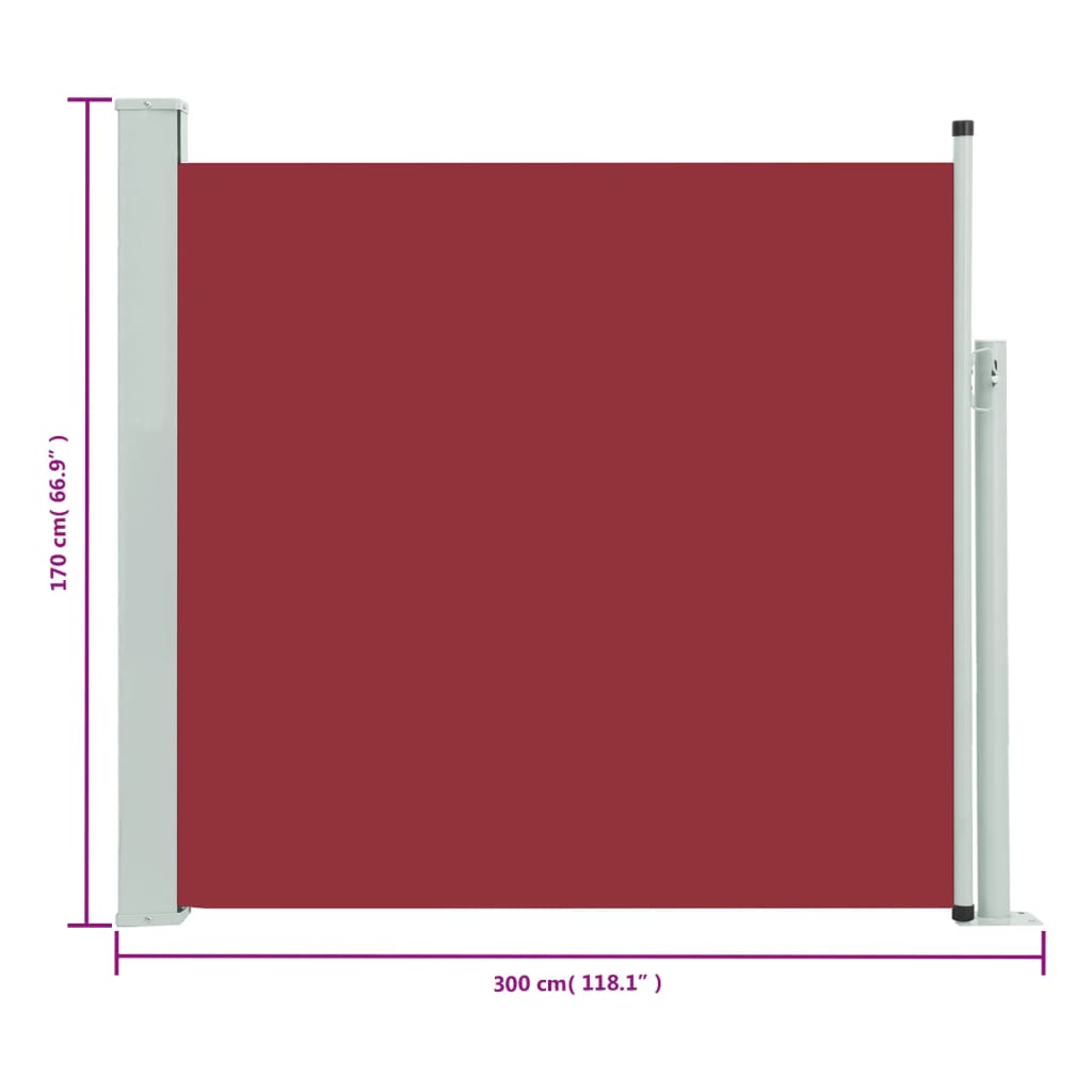 vidaXL Seitenmarkise Ausziehbar 170x300 cm Rot