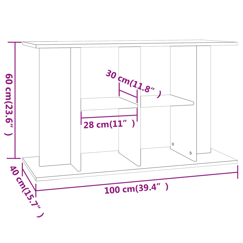 vidaXL Aquariumständer Schwarz 100x40x60 cm Holzwerkstoff