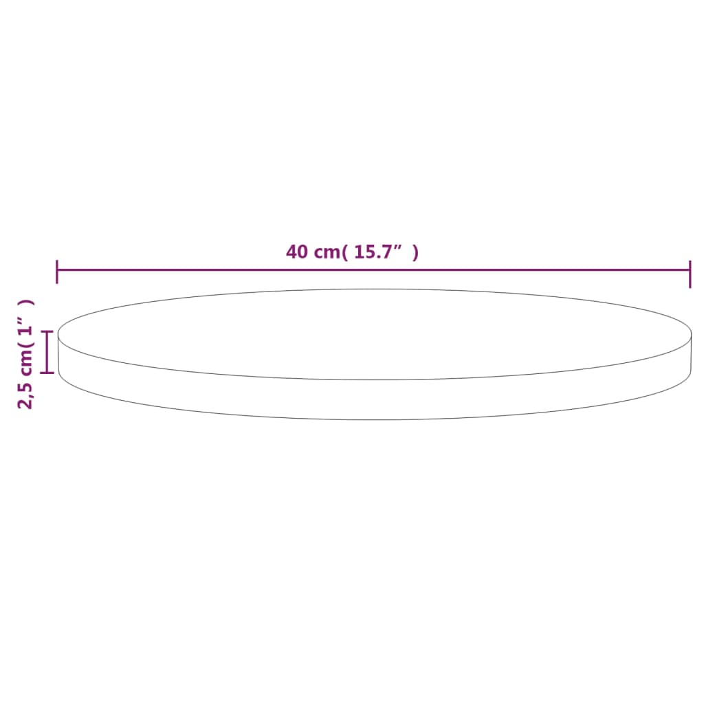 vidaXL Tischplatte Ø40x2,5 cm Massivholz Kiefer