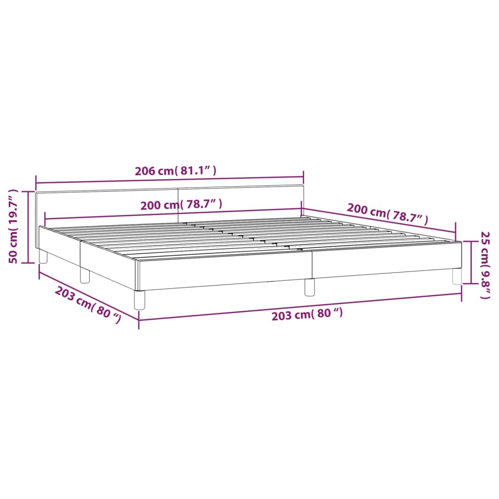 vidaXL Bettgestell ohne Matratze Hellgrau 200x200 cm Stoff