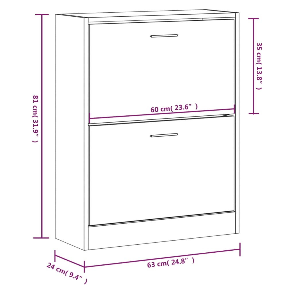 vidaXL Schuhschrank Braun Eichen-Optik 63x24x81 cm Holzwerkstoff